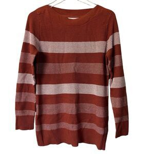 Market Spruce Size M Tawnee Cotton Blend Waffle‎ Stitch Rust Cream Pullover New